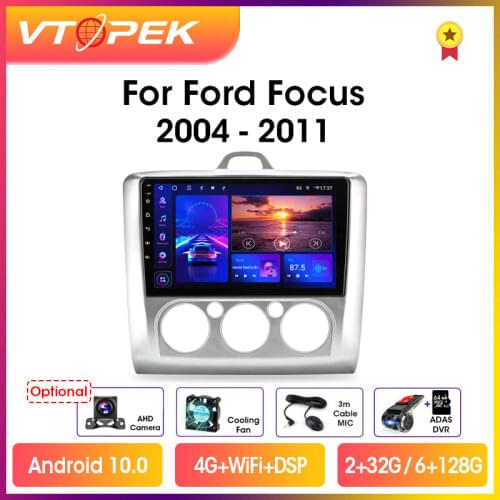 Vtopek 9" Android 9.0 Car Radio Multimidia Video Player Navigation GPS For Ford Focus 2 3 Mk2/Mk3 2004-2011 Head Unit 2 din DSP