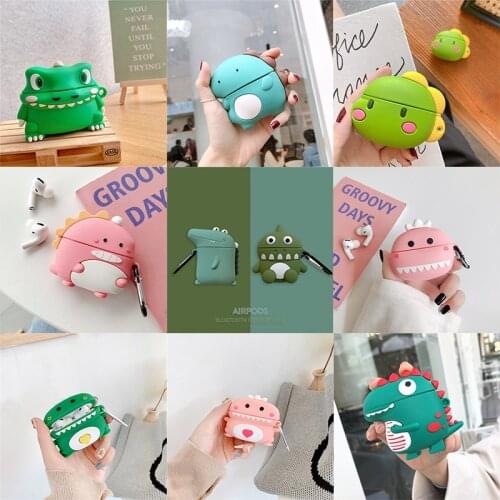 3D Cartoon funny dinosaur headset silicone soft Case For Apple Airpods pro 3 Wireless charging Bluetooth earphone cover cute