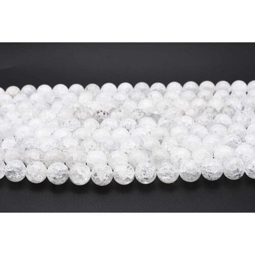 Natural white dull polishing crack quartz crystals AAA 6 8 10 12 14 mm Exploding crystal stone Loose beads jewelry making