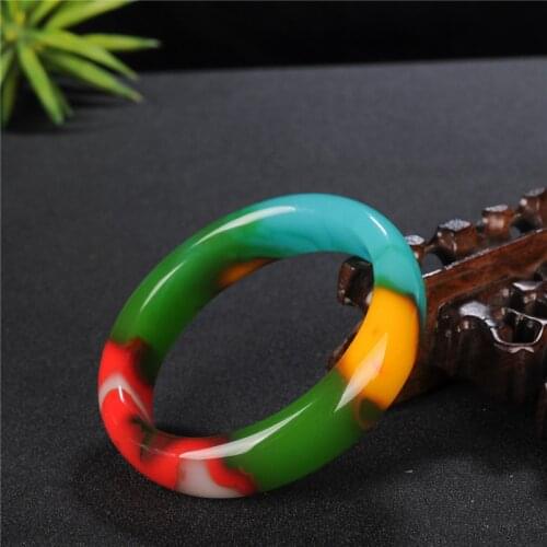 Natural Chinese Colorful Hand-carved Jade Bracelet Fashion Wide Fine Women Jewelry Jade Bracelet Gift Accessories