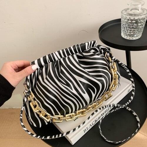 New 2021 Fashion Women Zebra Stripe Leather Handbags Chain Bag Brand Luxury Ladies Girls Crossbody Bags Shoulder Messenger Bag