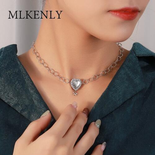 MLKENLY New arrival vintage old love necklace tassel star 925 Sterling Silver choker Pendant Necklace for Women fine Jewelry
