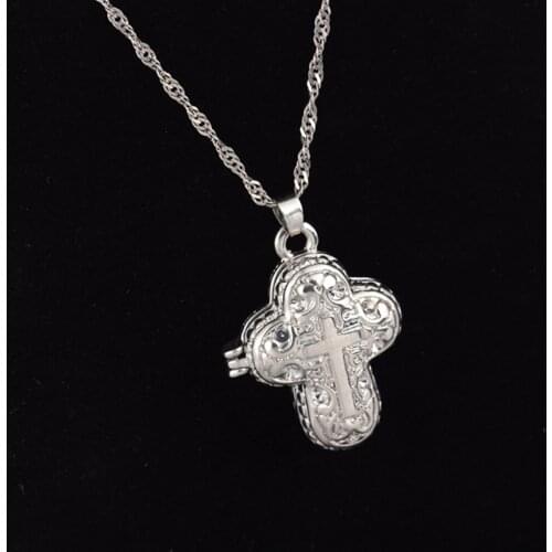 New Unisex Cross Pendant Cremation Urn Long Necklace Ash Holder Mini Keepsake Memorial Necklace Sweater Chain Jewelry Gift