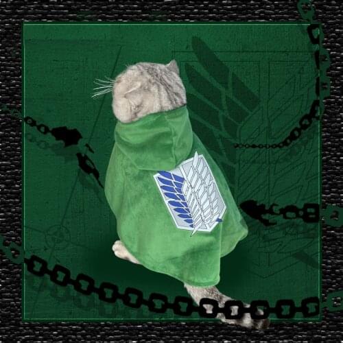 Pet Clothes Anime Attack on Titan Cosplay Costume Investigation Team Cat Cloak Dog Cosplay Outfits Halloween Suit Custom Made