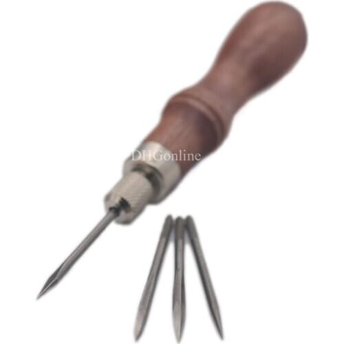 One Set 16cm Awl Rhombic Line 4 in 1 Tool Multifunction For Hand Lacing Stitching Sewing Leather Craft