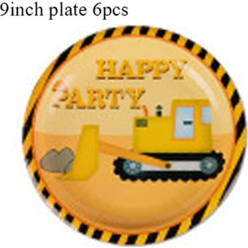 Disposable Tableware Supplies Engineering Vehicles Paper Plates Cups Napkins Tablecloths Childrens Toys Cartoon Cars Balloons