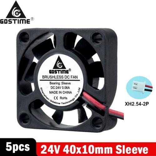 5 Pieces LOT Gdstime 4cm 40mm 40x40x10mm 4010S DC 24V 2Pin Axial Electric Brushless Cooler Cooling Fan 9 Blades