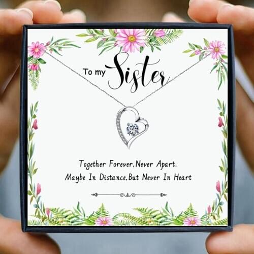 Pendant Necklace Gift for Sister Necklaces Girly Heart Crystal Necklace for Women Christmas Birthday Friendship Best Friend