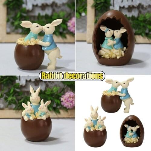 Easter Pieces Chocolate Couple Family Bunny Resin Crafts Decoration Practical Delicate Durable Table Decorations