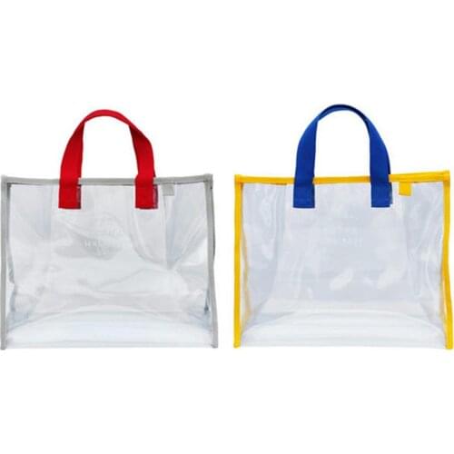 1PC Clear Plastic Tote Bag Transparent PVC Waterproof Crossbody Handbag Shoulder Bag Women Girls Zipper Purse Travel Bag