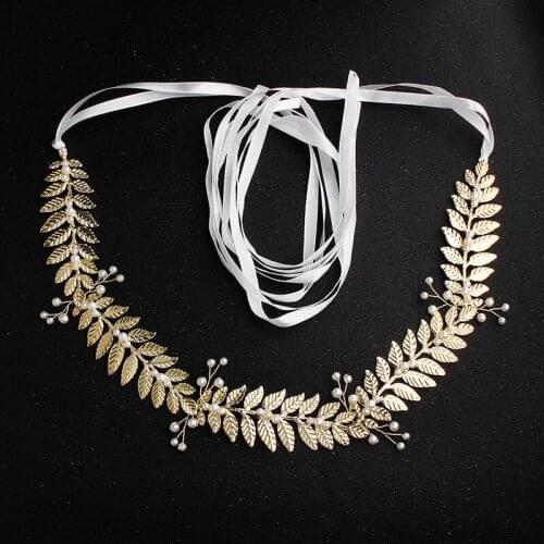 Hot Bridal Dress Belt Alloy Leaves Imitation Pearls Girdle for Wedding Bride Bridesmaid DSA1
