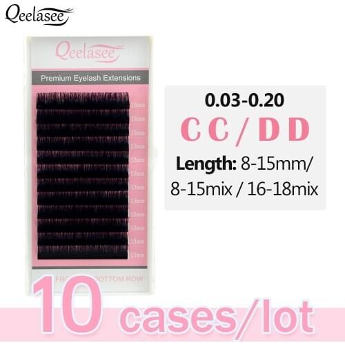 Qeelasee 10 trays CC / DD curl faux mink individual eyelashes maquiagem cilios makeup soft mink lashes for eyelash extension
