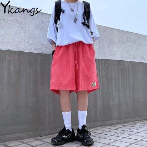 Women Loose Harajuku Streetwear Gothic Korean Style Ulzzang Sports Shorts Baggy Fashion High Waiste Red Casual Shorts Female New