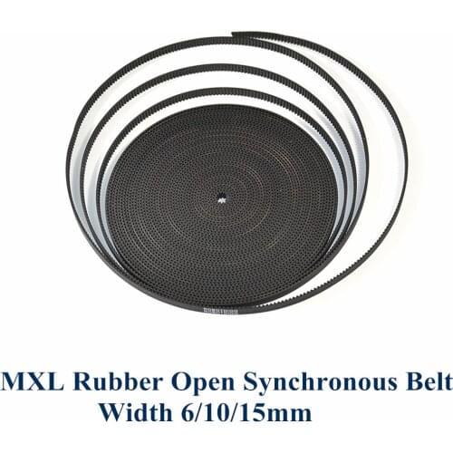 Trapezoid MXL Open Synchronous Timing Belt MXL Rubber Belt Rubber Fiberglass Width 6/10/15mm Neoprene Fiberglass Pitch:2.032mm