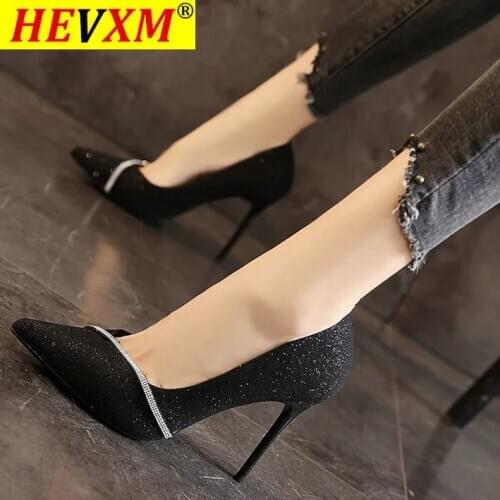 Summer Sexy Thin High Heel Women Pumps Golden Velvet Pointed Toe Lazy Shoes Fashion Slip On Party Spring High Heels Black Gold