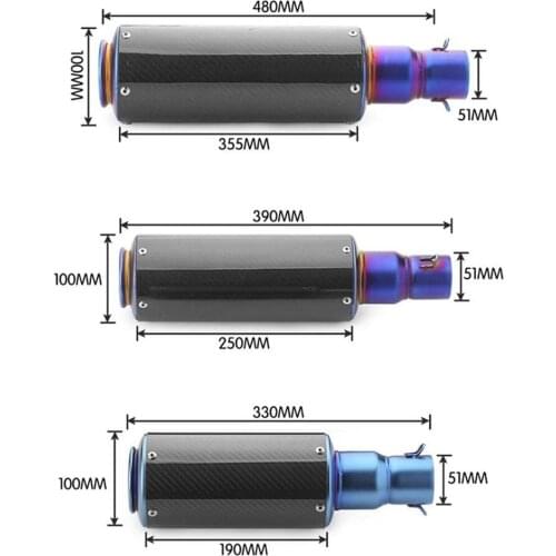 Universal 51mm Motorcycle Exhaust Pipe Carbon Fiber Project Muffler Pipe For GSR600 CB650F CB400 ER6N Z800 Z750 R25 with Sticker