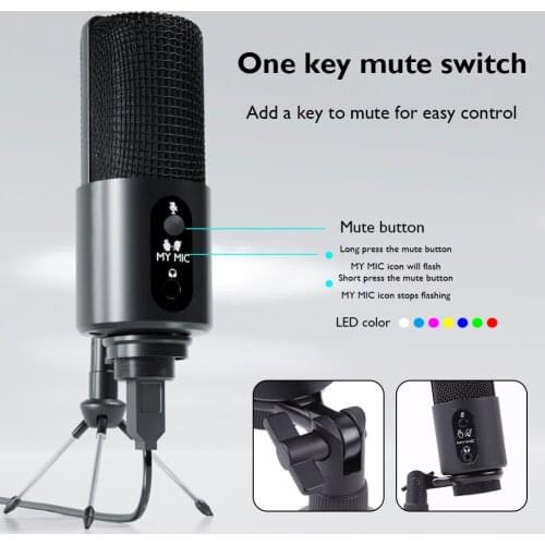 USB Microphone W110 Computer Mic with Tripod Stand for PC Gaming Live Streaming Recording Portable Audio Video