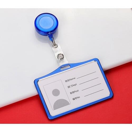 New Nurse Doctor Retractable Badge Reel with Horizontal Style Aluminum ID Business Card Work Card Badge Holder Office Supplies