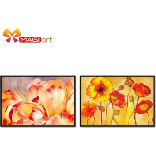 Cross stitch kits Embroidery needlework sets 11CT water soluble canvas patterns 14CT Flower painting Bright flowers-NCMF028