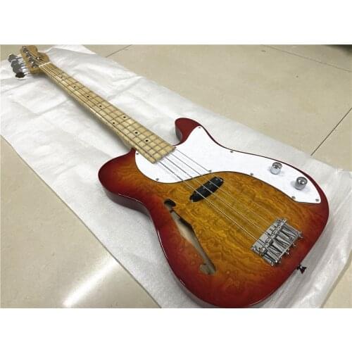 High quality customized version of 4-string electric bass F hole mandshurica veneers can be customized free shipping