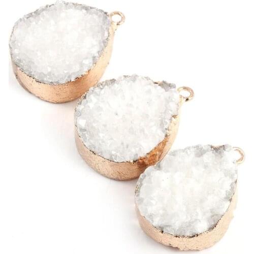 1pcs Natural Stone Pendants Water Drop Shape Agates Gold-plated Charms for Necklace Earring Accessories or Jewelry Making DIY