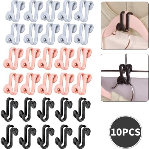 10/20Pcs Space Saver Cloakroom Hanger Hook Multifunction Plastic Coat Hook Hanger Closet Kitchen Bathroom Rack Organizer Shelf