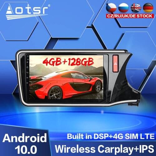 128GB Carplay Android Radio Player For Honda City 2014 - 2019 Car GPS Navigator DVD Video Player Multimedia Recorder Stereo Unit