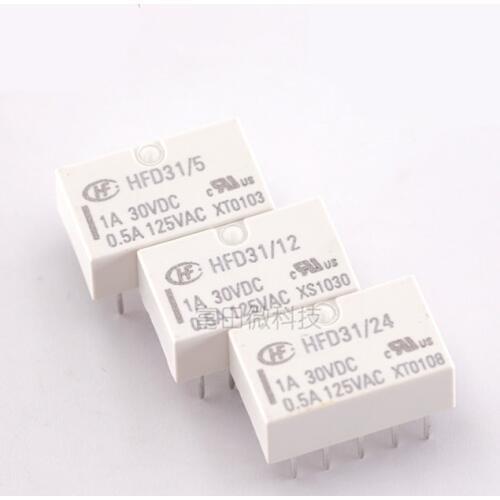 2PCS/lot Relay HFD31-5VDC HFD31-12VDC HFD31-24VDC HFD31/5 HFD31/12 HFD31/24 10PIN