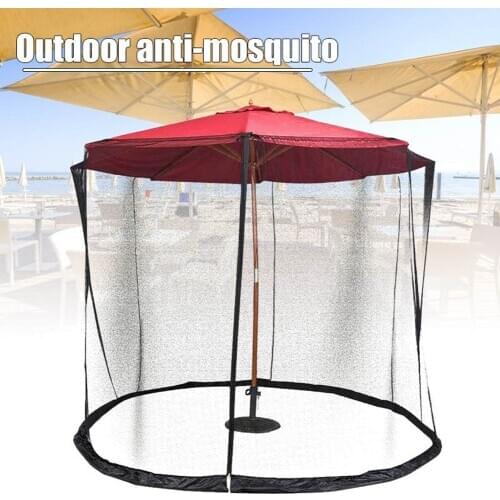 2 in 1 Mosquito Net Anti Insect Net Cover Sun Umbrella Zipper Polyester Sunshade Umbrella Cover for Garden Afternoon Tea