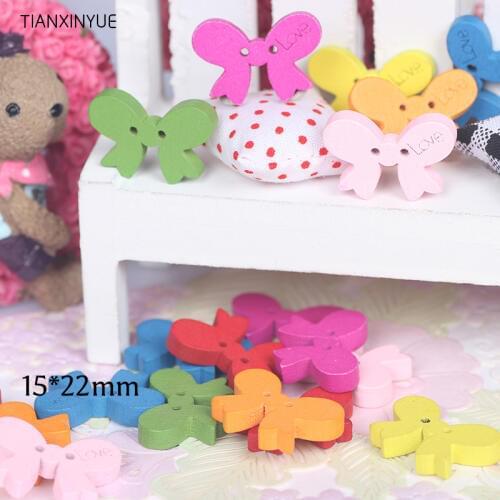 20 pcs Butterfly Wood Buttons Sewing Scrapbooking Two Holes Natural bowknot Wood Buttons,buttons for clothing