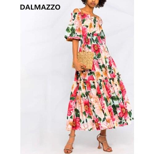 2021 Summer Women Spaghetti Strap Slash Neck Sunflower Print Long Dresses Clothes Elastic Waist Large Size Vestidos Female XL