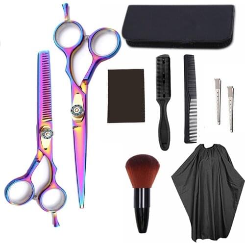 6 Inches Rainbow Adjustable Screw Stainless Steel Hairdressing Professional Scissors Hair Cutting Kit
