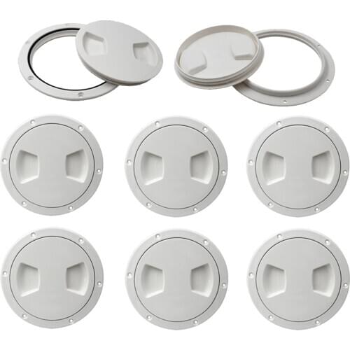 8-Pack Durable 5 inch Marine Access Port Hatch Cover Twist Out Deck Plate, ABS Plastic