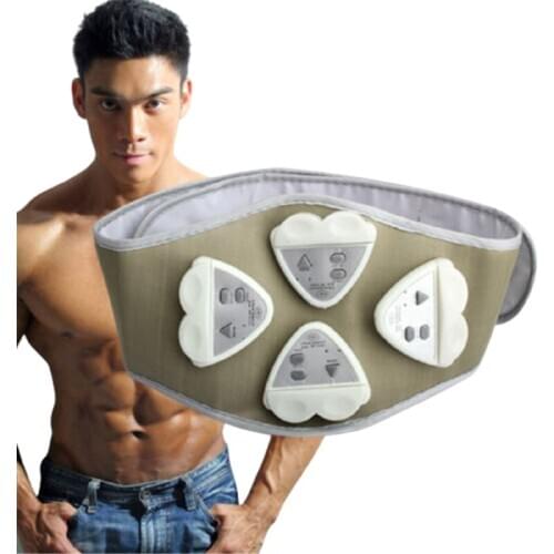 AB Gymnic 4 In 1 Massager Belt Slimming Electric Abdominal Muscle Stimulator Pack Training EMS Therpy Massage + Electrode Pads