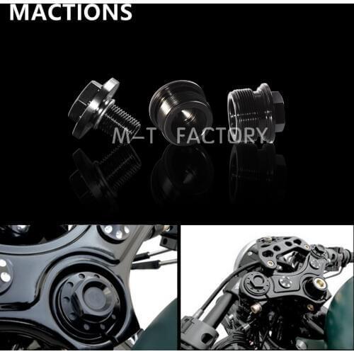 Anodized Fork Tube Cap Bolt with Steering Stem Bolt For Harley FXR FXD Sportster 1200 883