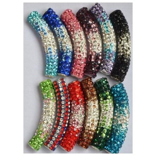 Rtrt43ing 50*10mm Clay long bending tube beads DIY mixed 10 color in ramdom for bracelet crystal