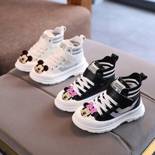 Disney childrens cartoon Minnie Mickey plus velvet warm cotton boots short boots boys and girls baby Martin boots