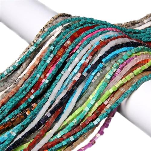 4MM Square Cube Natural Stone Agates Mini Bead With Hole Loose Spacer Beads For Jewelry Making DIY Necklace Bracelet Earrings