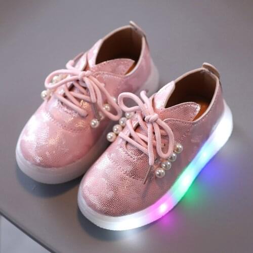 TELOTUNY Sneakers kids Children Baby Girls LED Light Luminous Sport Sneakers Lace Up Pearl Princess Shoes Running Sports Shoes
