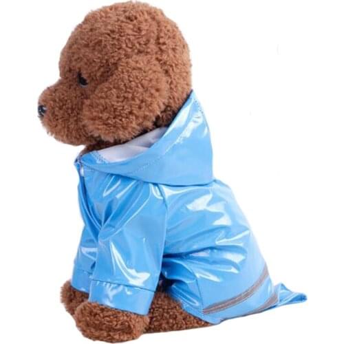 Spring Summer Dog Raincoat Reflective PU Puppy Pet Rain Coat Hooded Waterproof Dog Jacket Clothes For Dogs Chihuahua
