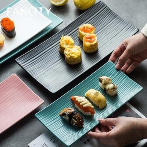 FANCITY 10-inch Japanese-style Ceramic Matte Rectangular Western-style Steak Salad Plate Household Multi-standard Fruit Cake Sus
