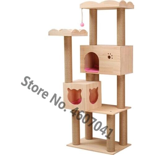 Cat Crawler Solid Wood Pet Nest Cat Products Grab Column Large Plate Cat Toy Pet Supplies Camas De Princesa Cat Bed House