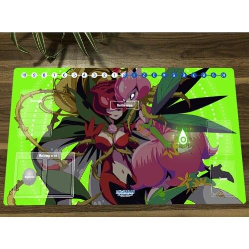 Anime Digimon Playmat Lillymon & Rosemon Trading Card Game Mat DTCG CCG Mat Mouse Pad TCG Desk Table Gaming Play Mat 60x35cm