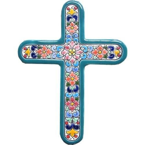 Ceramic cross 21cm/8,3 inch - Ceramic glazed up handmade - Made in Spain - Spanish - Seville - MIJASCERAMIC crafts
