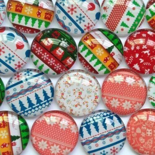 ZEROUP 12mm 20mm Round Photo Glass Cabochon Mixed Pattern Fit Cameo Base Setting for Jewelry Flatback BCH068