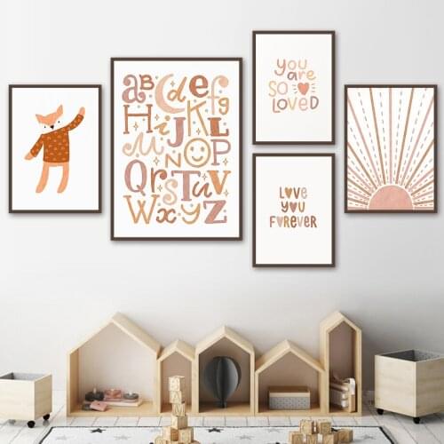 Fox Whale Sun Rainbow Heart Wall Art Canvas Painting Animal Nordic Posters And Prints Wall Pictures For Kids Room Nursery Decor