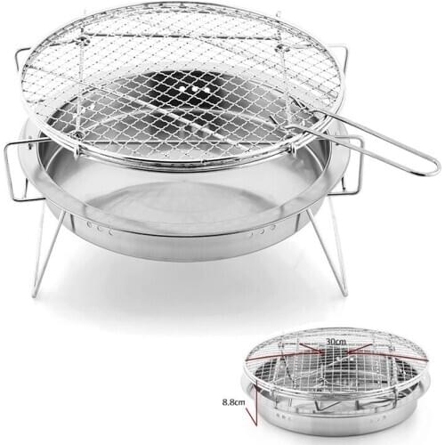 Outdoor stainless steel BBQ barbecue small portable grill camping picnic charcoal folding camp stove fire wood