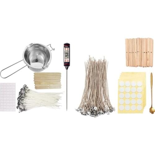 2Set Candle Making Kit,Candle Melting Pot,Candle Wicks,Wick Stickers, Candle Wicks Holder,Thermometer And Stirring Stick