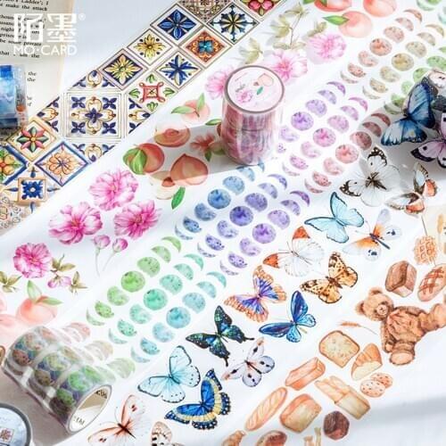 Silence of All Things Series Bullet Journal PET Washi Tape Adhesive Butterfly Tape DIY Scrapbooking Sticker Label Masking Tape