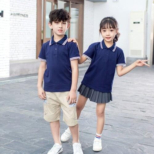 2020 New Children Kids Polo Shirts Solid 2020 Short Sleeve Summer School Uniforms Big Teens Boys Little Girls Cotton Lapel Tops